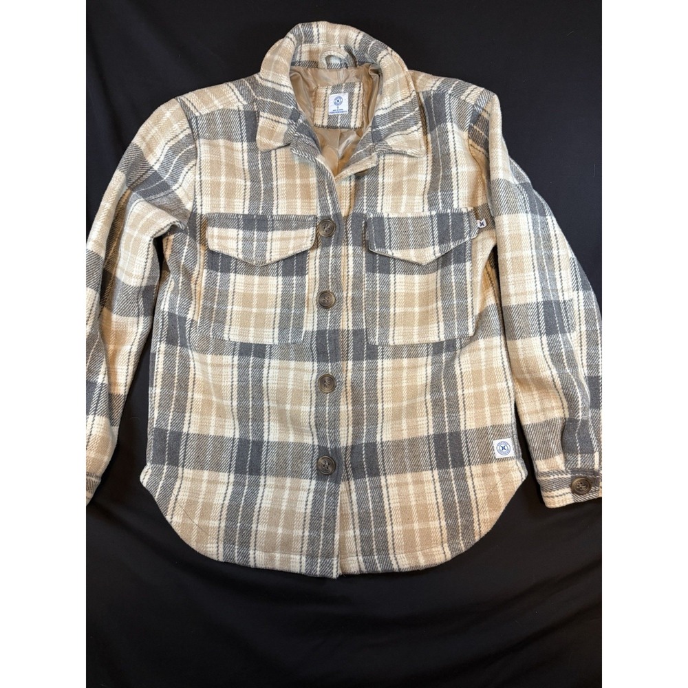 Hurley Tan & Gray Plaid Flannel Jacket, S